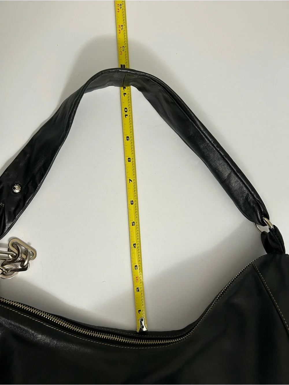 Prune Black Leather Hobo with Metal Ring Accents